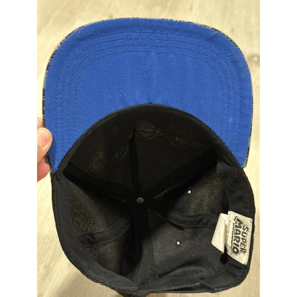 Nintendo Super Mario Luigi Snapback Hat Black Gray Power-Up Print Flat Brim Cap - Picture 6 of 6